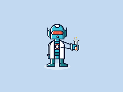 Scibo character cute cyborg dribbbleweeklywarmup icon illustration mascot robot scientist vector warmup