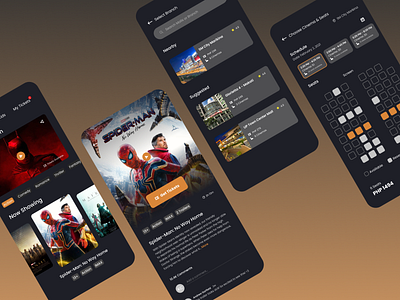 Movie Ticketing App Concept app branding concept dark mode design entertainment figma graphic design illustration mobile mobile app movie movie app ui ux ux design
