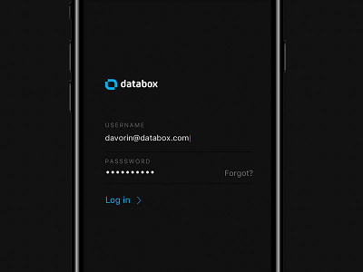 Databox Mobile Login app clean dark ios iphone login mobile ui ux