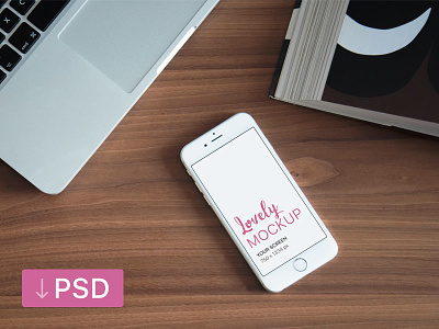 White iPhone Mockup on a Solid Wooden Table high-resolution mock-up mockup photorealistic psd template