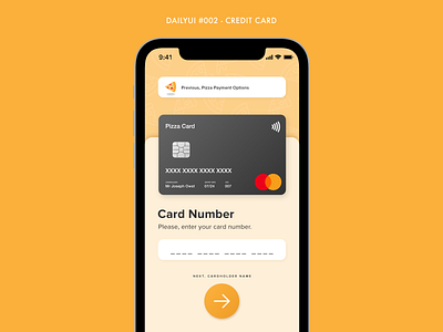 DailyUI #002 - Credit Card app ui card checkout credit creditcard dailyui design layout mobile mobile ui pizza ui uiux userinterface