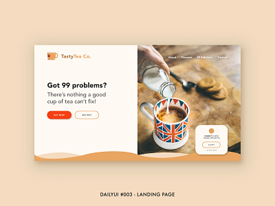 DailyUI #003 - Landing Page beverage biscuit british design drinks landing page layout tea ui ux website