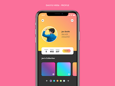 DailyUI #006 - Profile dailyui design gradient profile social ui ux