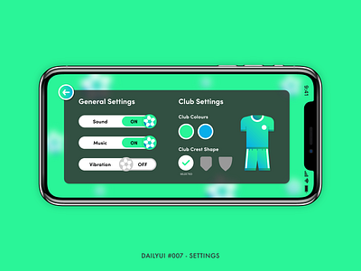 DailyUI #007 - Settings app customise dailyui design football game gradient minimal mobile settings soccer sports ui ux