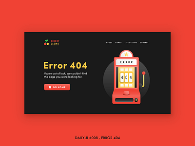 DailyUI #008 - Error 404 404 arcade betting dailyui design error error 404 gambling game gradient illustration minimal slot machine ui ux website