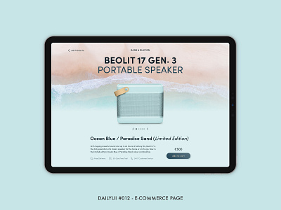 DailyUI #012 - Product Page beach beoplay checkout dailyui design ecommerce minimal ocean page product speaker technology ui ux