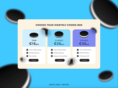 DailyUI #030 - Pricing adobe xd animation button cookie cookies dailyui design digital illustraion interaction interface minimal oreo plans pricing table ui ux