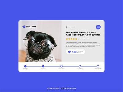 DailyUI #032 - Crowdfunding adobe xd animation campaign crowdfunding dailyui design digital interaction interface minimal page product pug support ui ux