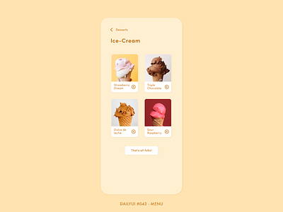 DAILYUI #043 - Menu adobe xd app dailyui design digital gelato icecream interface menu minimal ui unsplash ux