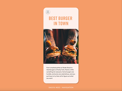 DailyUI #053 - Navigation adobe xd animation dailyui design digital hamburg interaction interface menu minimal mobile nav navigation overlay ui ux