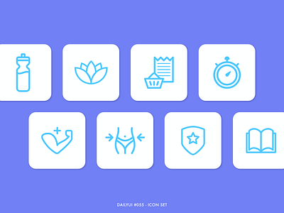DAILYUI #055 - Icon Set adobe xd app dailyui design digital fitness health icon icon set icons iconset illustraion illustrator interface minimal ui ux wellbeing wellness