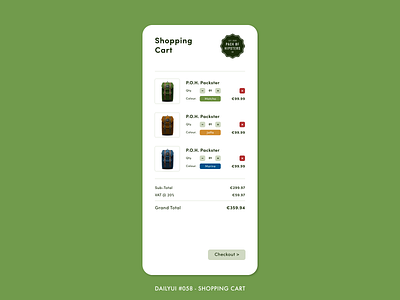 DailyUI #058 - Shopping Cart adobe xd animation app bag cart checkout dailyui design digital interaction interface list minimal shopping shopping bag shopping cart total ui ux