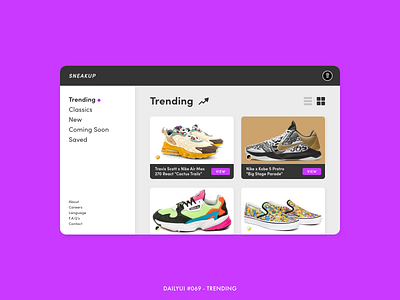 Daily UI #069 - Trending 069 adobe xd challange challenge dailyui design digital footwear hot inspiration interface minimal shoes sneakers tablet tablet app trainers trending ui ux