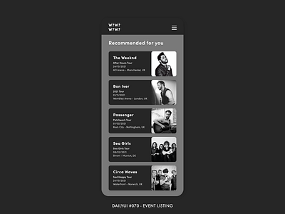 Daily UI #070 - Event Listing