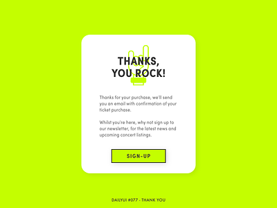 Daily UI #077 - Thank You 077 adobe xd challenge confirm daily ui dailyui design digital email interface minimal popup rock rock and roll rock on sign up thanks thankyou ui ux