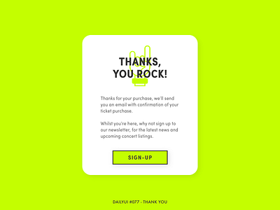 Daily UI #077 - Thank You 077 adobe xd challenge confirm daily ui dailyui design digital email interface minimal popup rock rock and roll rock on sign up thanks thankyou ui ux