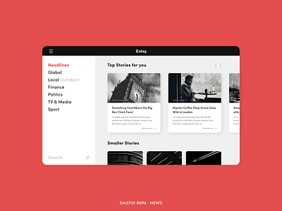 DailyUI #094 - News 094 adobe xd articles blackletter challenge dailyui design digital headline interface minimal news news app news articles newsfeed newspaper newspapers telegraph ui ux