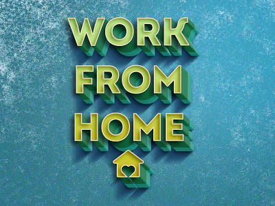 Work from home 3d icon illustration logo typogaphy ux