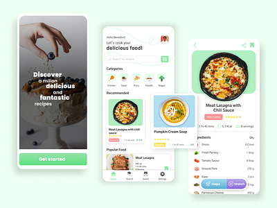 Cooking Recipe App - Design Exploration app application cooking cooking app design figma food food and drink food app food app ui mobile mobile design recipe ui