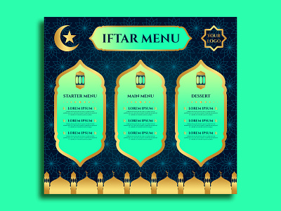 Luxury Islamic Iftar Menu Template celebration