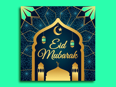 Luxury Eid Mubarak Card Template for IG Post festival