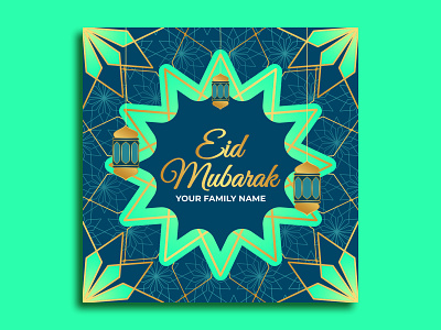 Luxury Ied Mubarak Card Template for IG Post festival