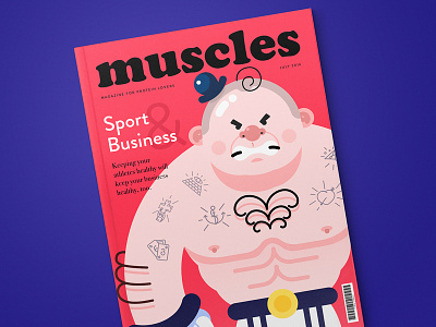 Muscles Magazine character colors illustration issue magazine pageproof sport tubik typogaphy