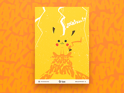 Poster Pikachu colors flat illustration pikachu pokemon poster tubik vector