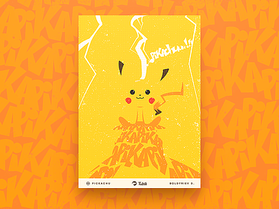 Poster Pikachu colors flat illustration pikachu pokemon poster tubik vector