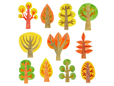 Autumn Tree Watercolor art autumn clipart drawing elements folk folkart graphicdesign illustration pattern pattern design set texture tree work
