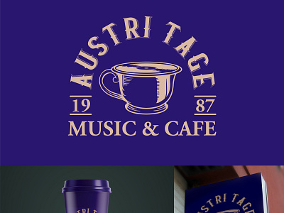 Austri Tag Cafe branding branding design coffee coffee logo design grafis illustration logo logodesign purple purple logo vector vintage vintage logo