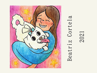 Lena and Elizabeth dog illustration kids nankin watercolor