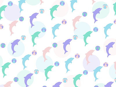 dolphin around beach dolphins illustration pastels pattern tropical