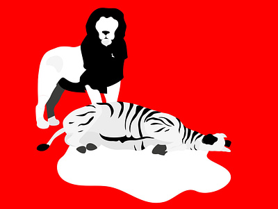 The hunt animal blood death hunt illustration lion minimal murder red vector wounded zebra zoo