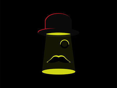 Mr.Mysterious black dark design eye hat illustration light man mustache overthinking think ufo vector wisdom
