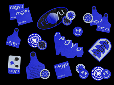 Ragyu Branding / Stickers blue branding butcher communication contemporary design graphic design icon illustration label logo sticker vector