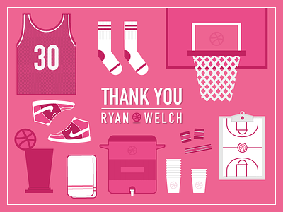 Thanks Ryan! basketball debut first shot flat hoops illustration invite thank you thanks vector