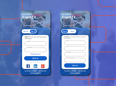 Event Planning Sign In/Up Screens app design flat minimal ui ux