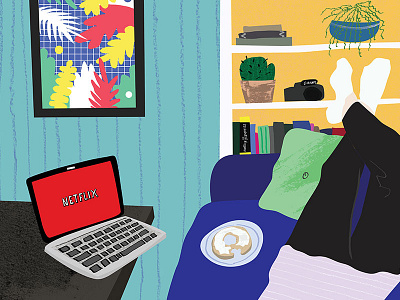 Lunchtime Lifestyle illustration interior lunch netflix television texture