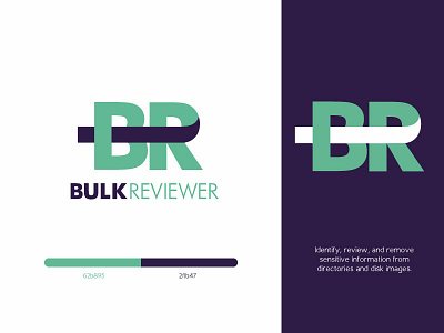 Bulk Reviewer Logo brand bulk green identity logo logo design purple redact redaction review reviewer sensitive software