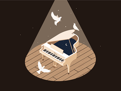 Grand Piano illustration illustrator isometric art isometry music piano pigeons vector