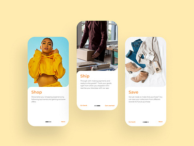 Onboarding screens for a fashion store app app figma product design prototype ui uidesign ux uxdesign