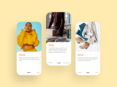 Onboarding screens for a fashion store app