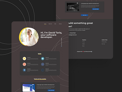 Dark mode of web developer portfolio