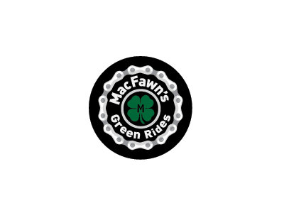 MacFawn's Green Rides badge bicycle bike chain circle clover cycle green macfawns ride rides