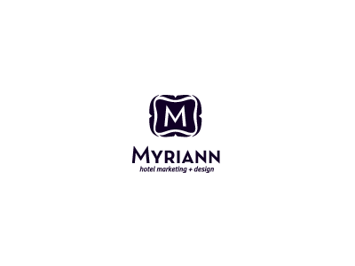Myriann badge brand design elegant graphic hotel logo m maketing minimal monogram seal