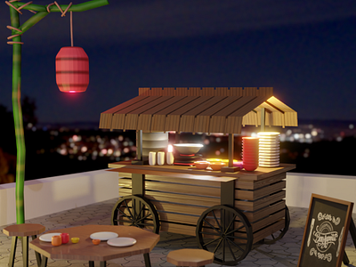 A food stall 3d 3d modelling art blender designing