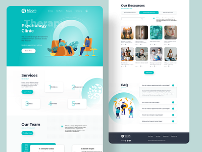 Psychology Clinic design flat illustration minimal web website