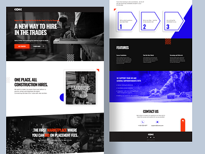 Hire in the trades design flat web website