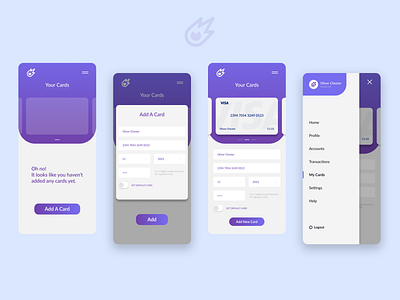 Daily Design 002 - Meteor My Cards Page app card design credit credit card design design app finance finance app logo mobile design my cards navigation ui ux web design